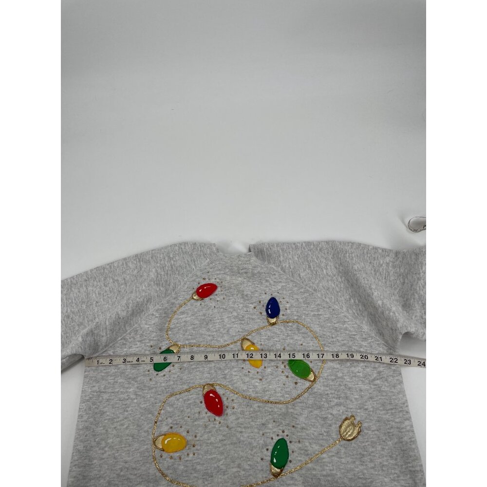 Vintage Fleecewise Womens XL Ugly Christmas Sweatshirt Colorful String Lights - Picture 7 of 8